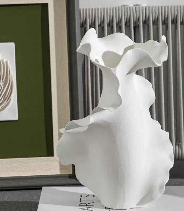 Ondine Handcrafted Tabletop Ceramic Vase White