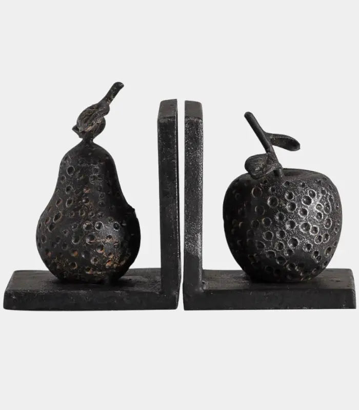 Set 2 Pcs Orchard Iron Bookends – Decorative Fruit Sculptural Book Supports