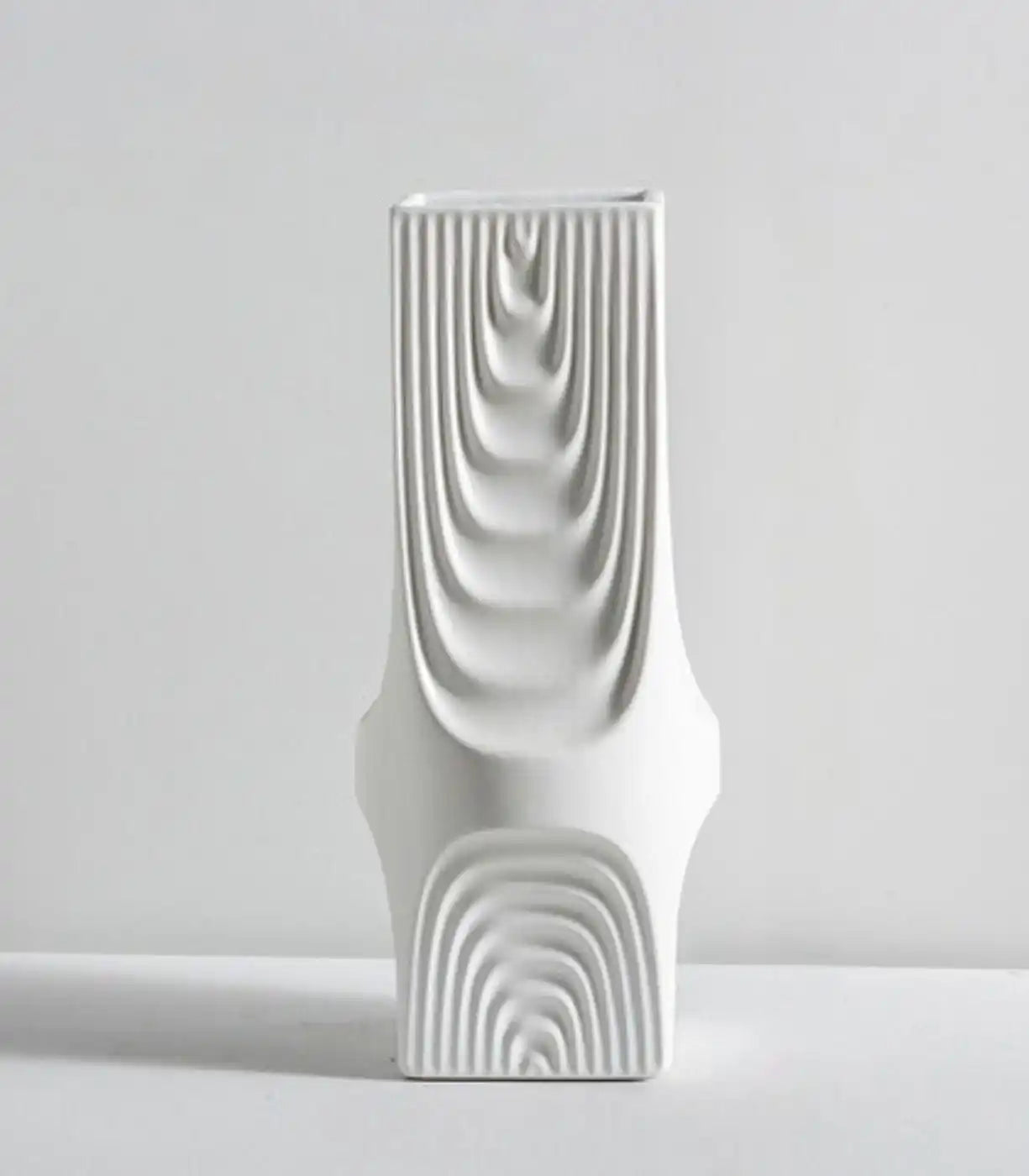 Elegant Matte Ceramic Vase with Tree Pattern White