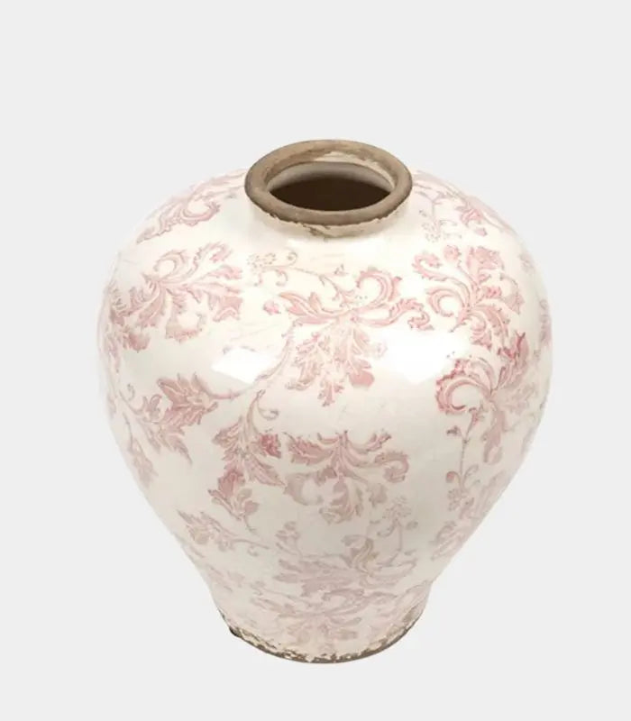 Vintage Porcelain Vase – Rose Toile with Crackled Glaze
