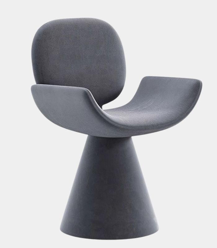 Modern Veritas Dining Chair  Loomis - Flannel Upholstery with Wooden Frame in Black or Grey Soft