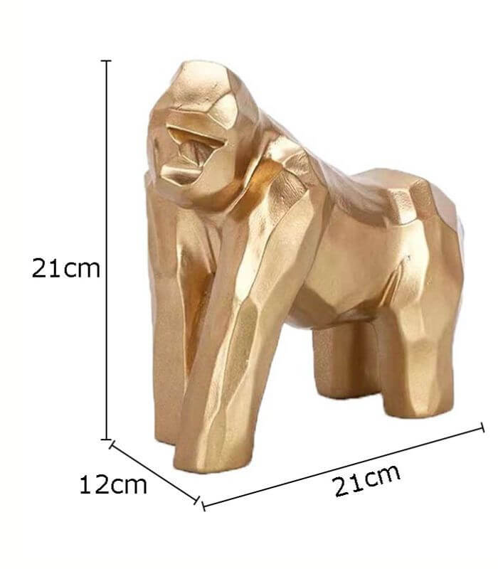 Modern Geometric Gorilla Statue | Gold Origami-Style Sculpture | Contemporary Home Décor