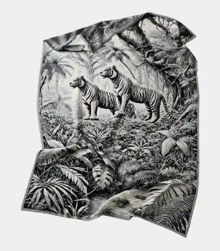 Jungle Expedition Monochrome Throw Blanket