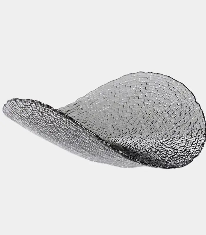 Riveira Glass Sculptural Decorative Bowl Fruit Bowl Large Grey