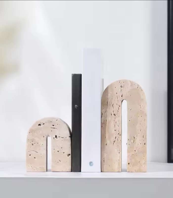 Artisanal Travertine Arch Bookend - Naturally Elegant Home Accent