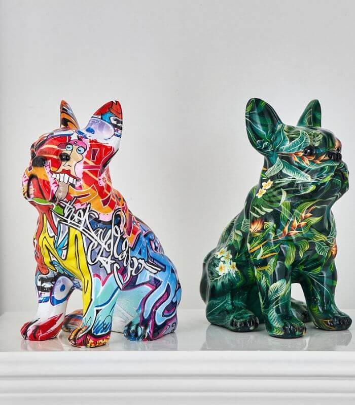 French Bulldog Sculpture Graffiti Style Living Room Decoration Resin