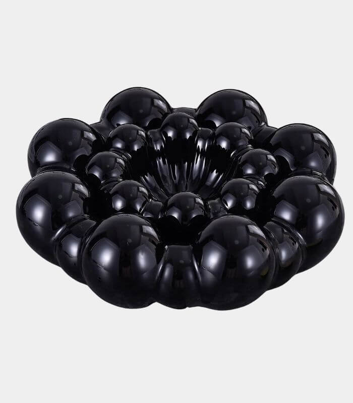 Blossom Elegance Ceramic Fruit Decorative Bowl Handcrafted Black