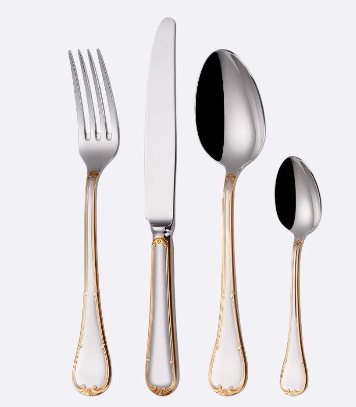 24-Piece Stainless Steel Cutlery Set Gold & Silver Flatware for 6