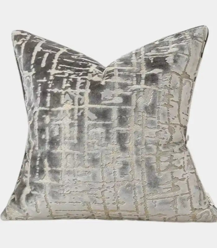 Velvet Floral Garden Cushion Cover Velvet Embroidery Grey