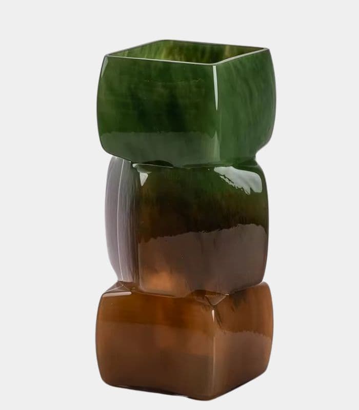 Handcrafted Stacked Glass Vase – Gradient Ombre Design 30 cm