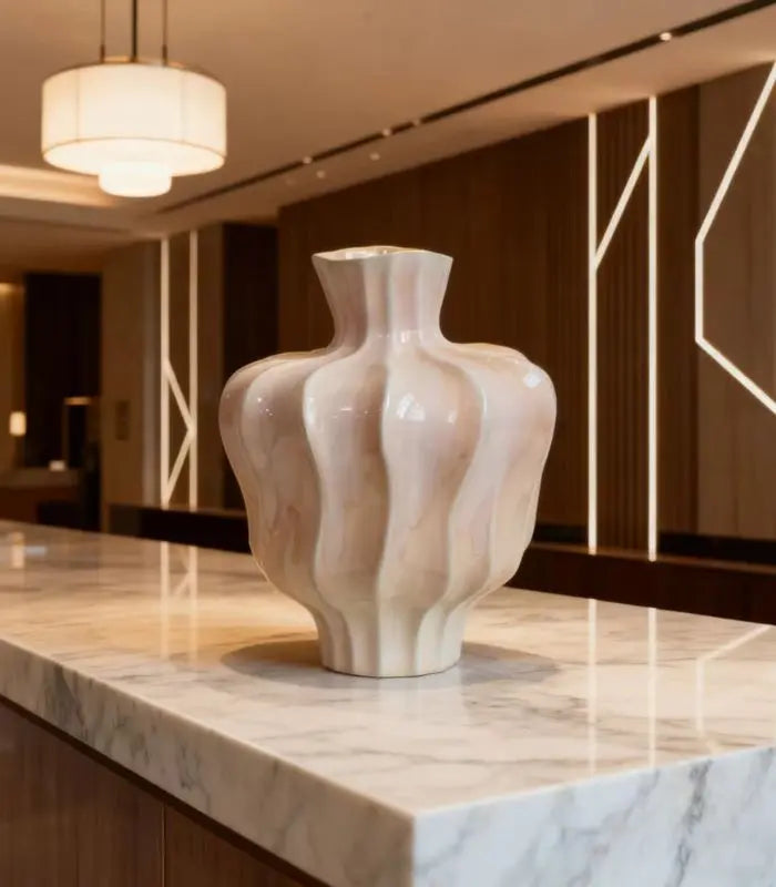 Pauline Ceramic Vase – Sculptural Fluted Design 30 cm