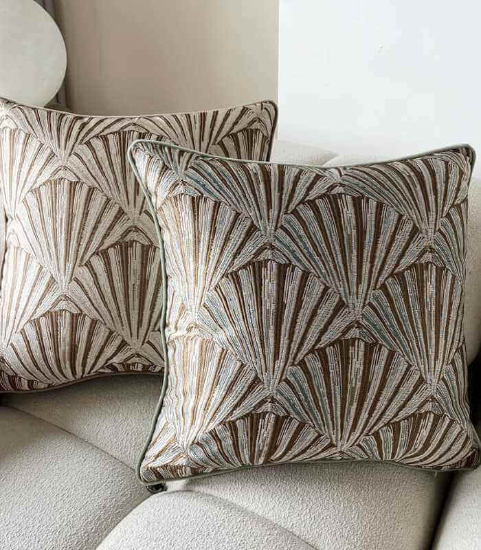 Palais Art Deco Fan Cushion Cover | Designer Jacquard & Velvet Pillow Case  45cm x 45cm