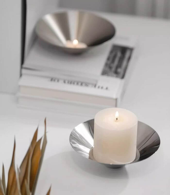 Modern Minimalist Stainless Steel Conical Bowl | Designer Snack Dish & Candle Holder (2 Sizes)