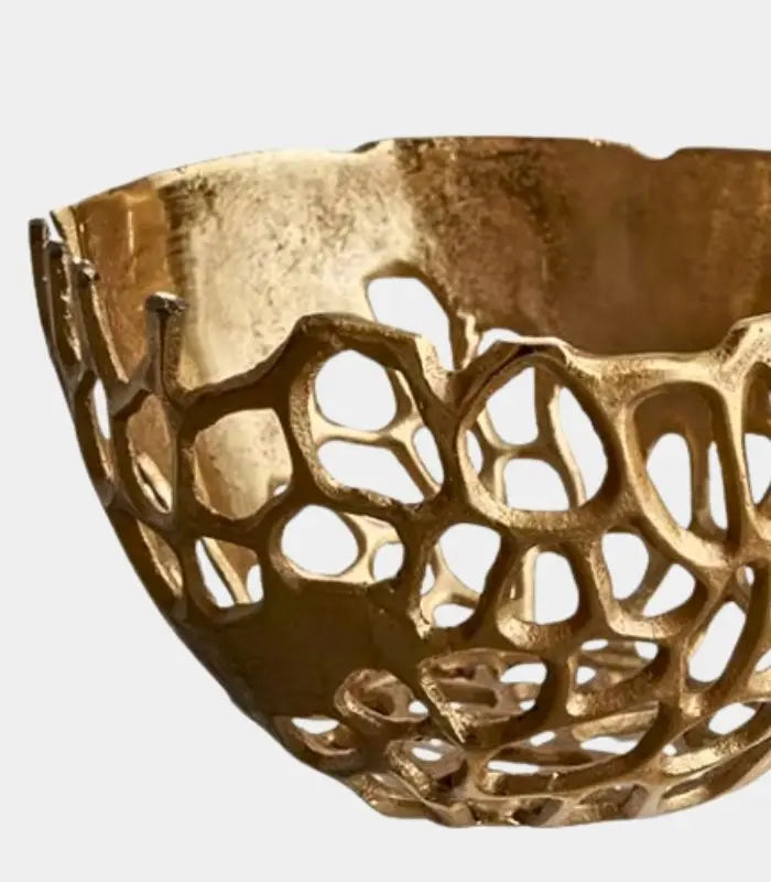 Aurelia Golden Decorative Bowl – Organic Lattice Design 25 cm (9.84 in)