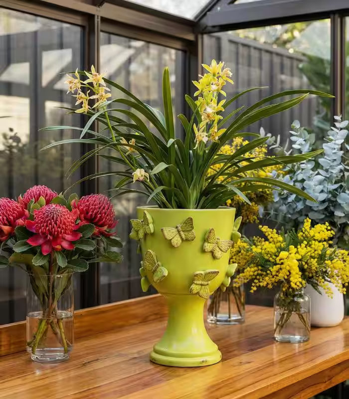 Plant Pot Planter Decorated with Butterflies 30 cm (11.8 in) Resin