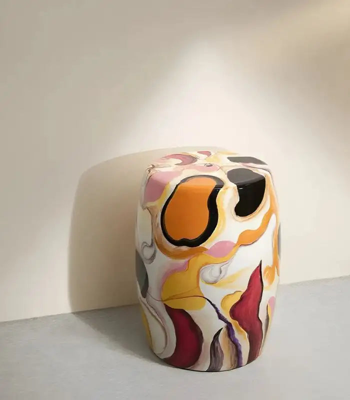 Sonoma Porcelain Stool (Side Table) – Hand-Painted Artisan Design