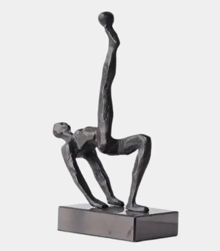 Elysiar Abstract Balance Sculpture – Black Metal Figure with Marble (Faux) Base