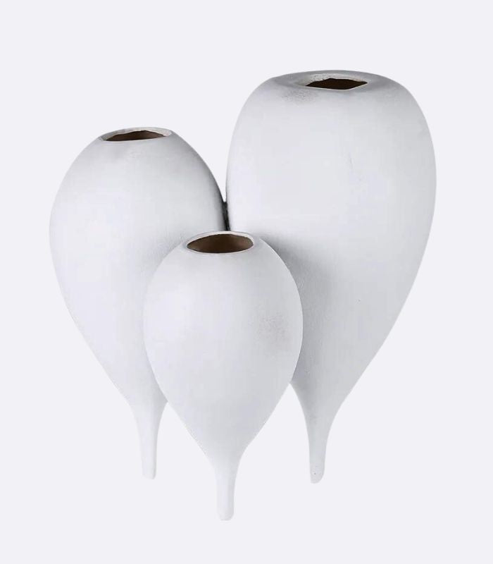 Modern Abstract Resin Vase Set - Sculptural White Wave Design