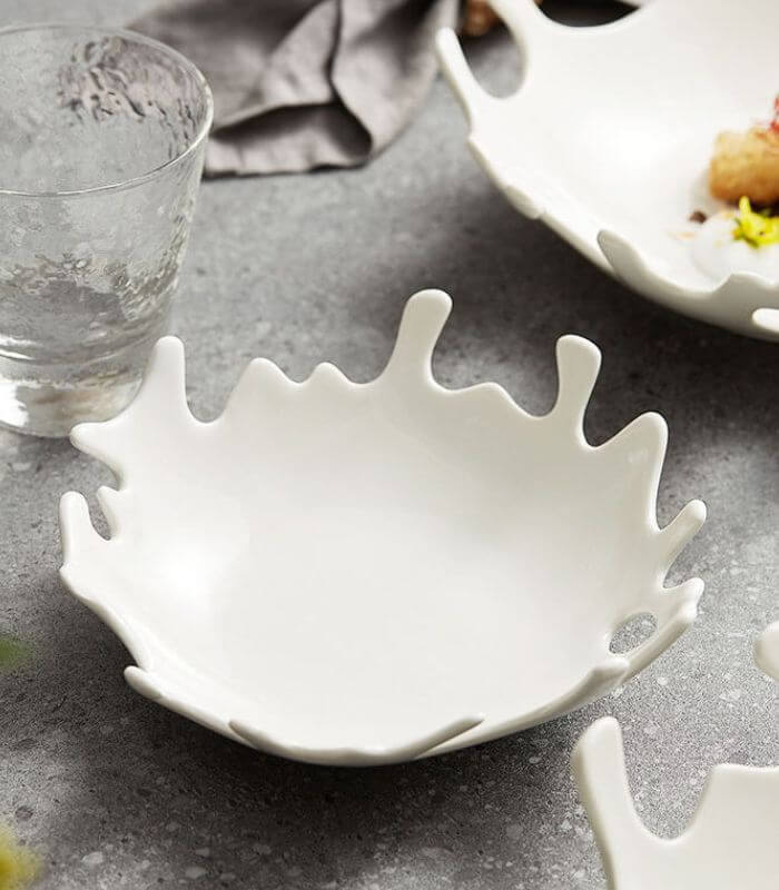 Artisan Splash Ceramic Serving Bowl | Modern Abstract Design | Decorative Fruit & Salad Bowl