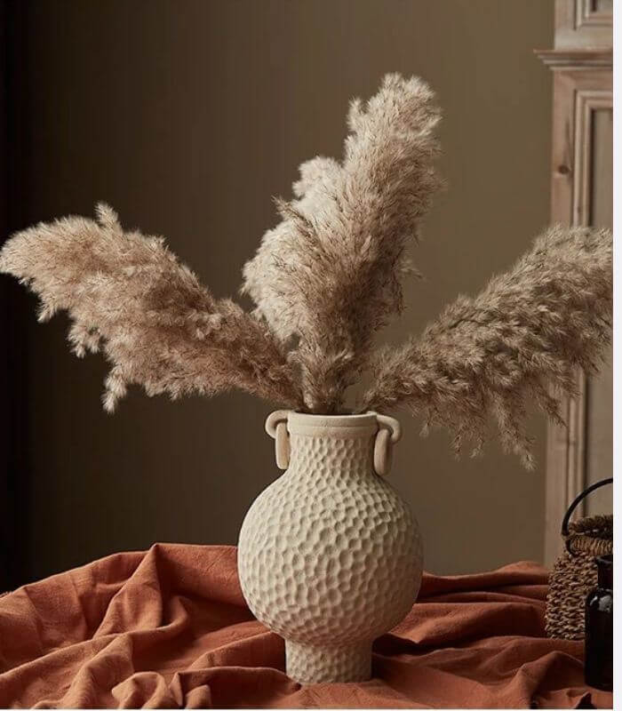 Table Top Vase Amphora Ceramic Off White