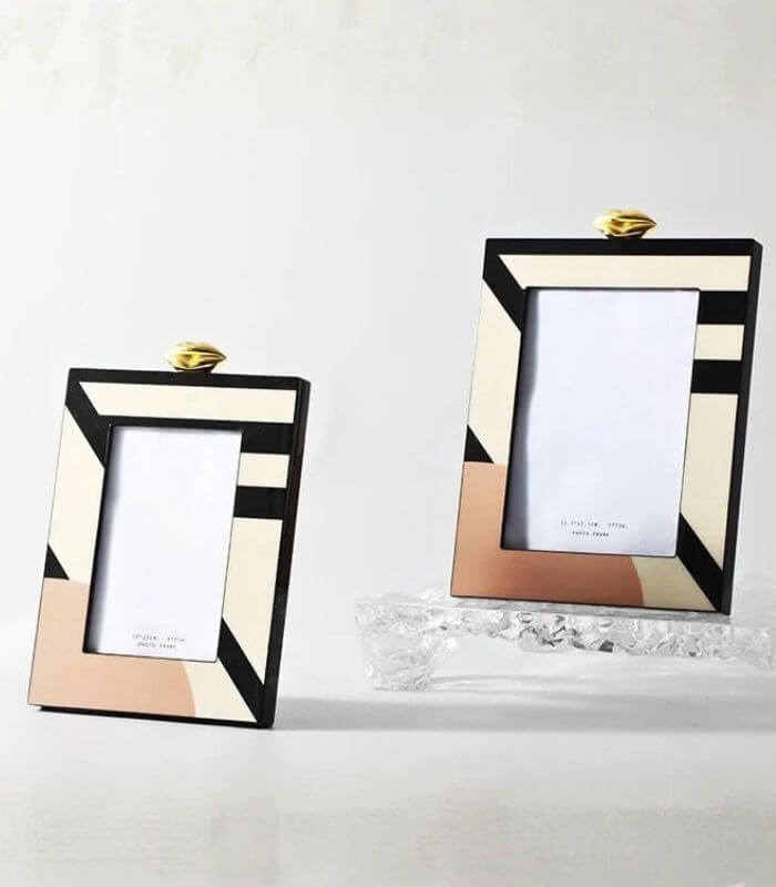 Geometric Photo Frame – Modern Art Deco Design in Two Sizes Wood