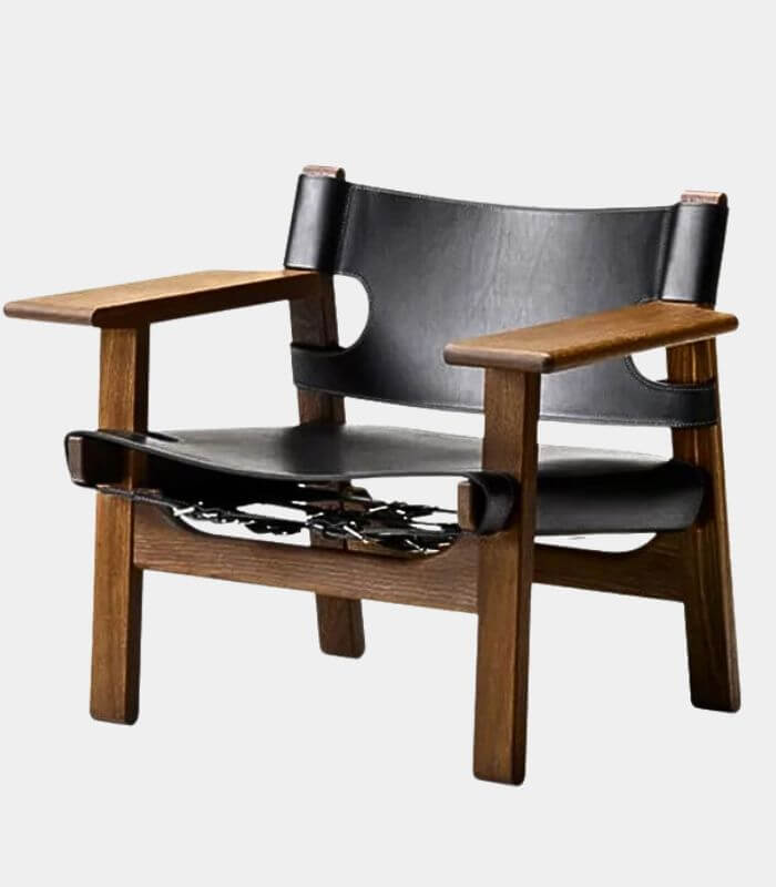 Arcadia Saddle Leather and Ash Armchair Black & Brown