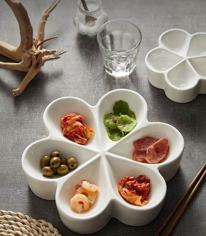 Ceramic Snack Plate: Sleek, Modern Snack Tray | Choose Small or Large White