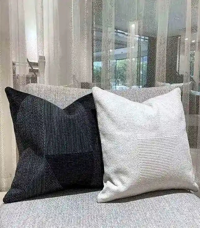 Geometric Jacquard Decorative Cushion Covers - Soft Cotton Linen Blend Throw Pillow Covers