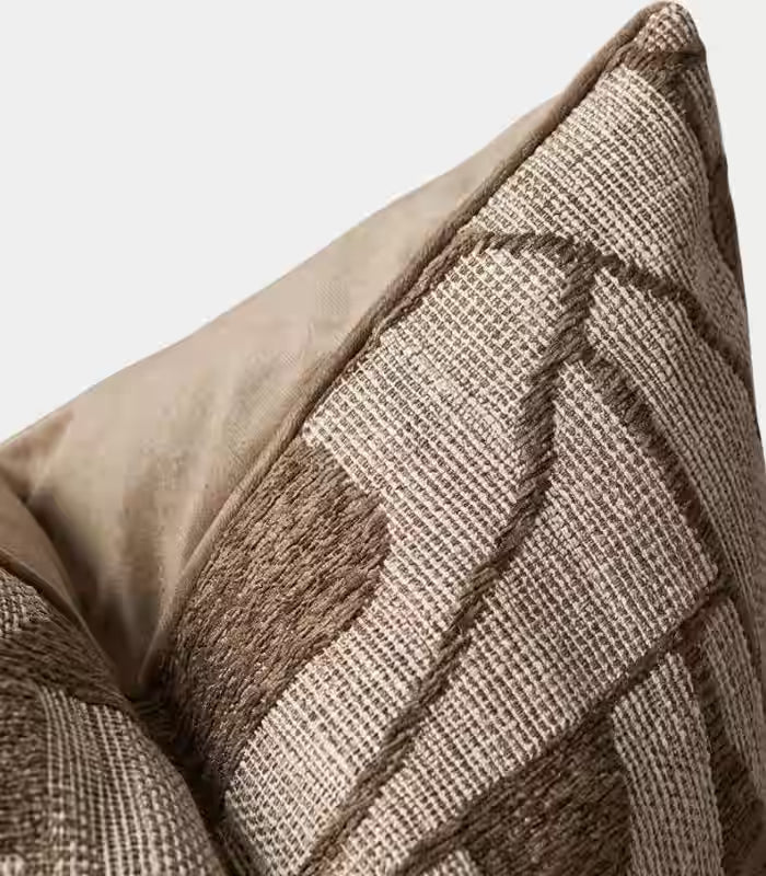 Marchetti Woven Jacquard Cushion Cover – Abstract Cubist Pattern, Brown & Taupe, 2 Sizes