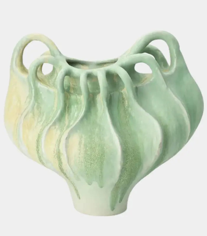 Marielle Hand-Painted Ceramic Vase | Sculptural Multi-Handle Art Vessel 33 cm / 13 in