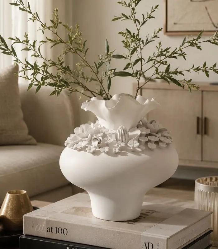 Baroque Ceramic Vase – Handcrafted Sculptural Vessel 23.5 cm (9.25 in)