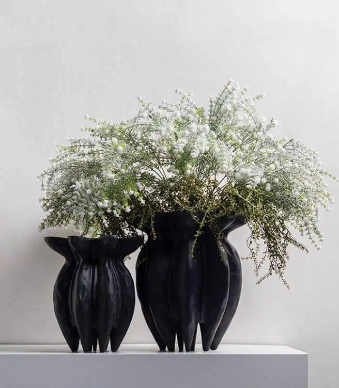 Ebon Bloom Vase - Elegant Handcrafted Black Vase Handcrafted