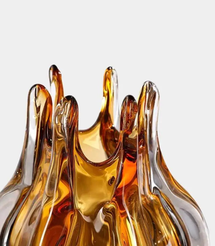 Amberwave Artisan Glass Vase – Handcrafted Petal Design