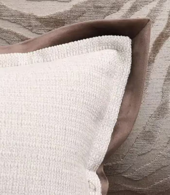 Montauk Bordered Lumbar Cushion Cover - Cream & Taupe Textured Accent 30x50cm