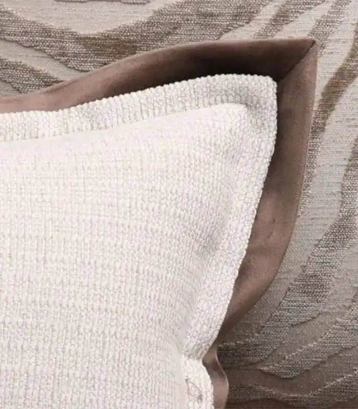 Montauk Bordered Lumbar Cushion Cover - Cream & Taupe Textured Accent 30x50cm