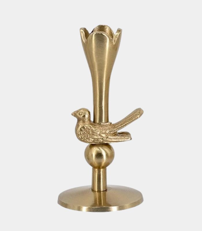 Avian Lotus Candle Holder – Aluminium Gold