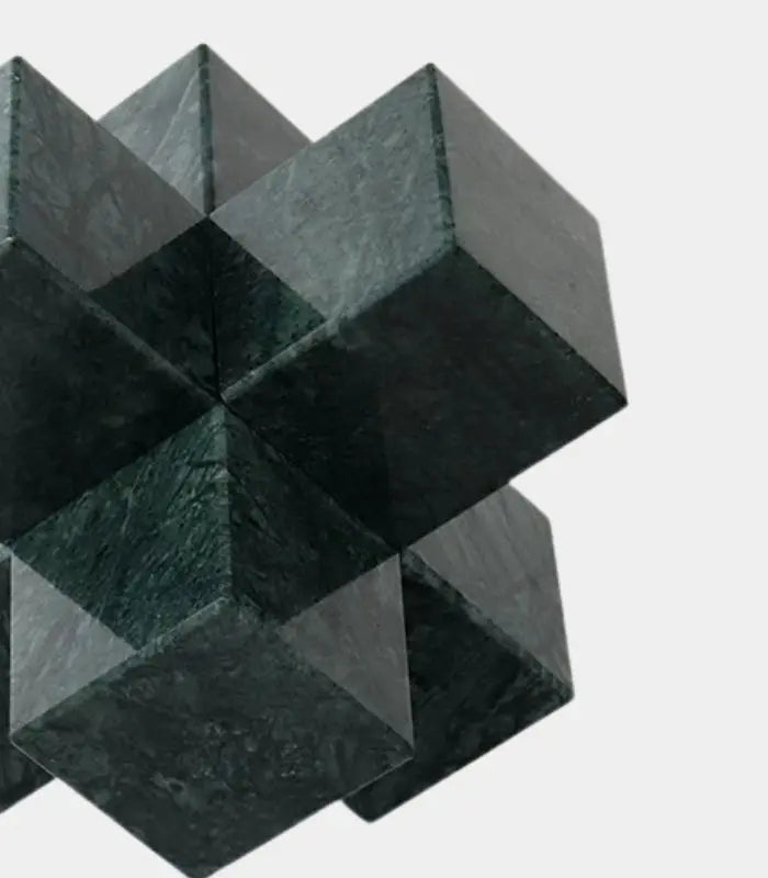 Axiom Green Marble Sculpture – Geometric Decorative Object
