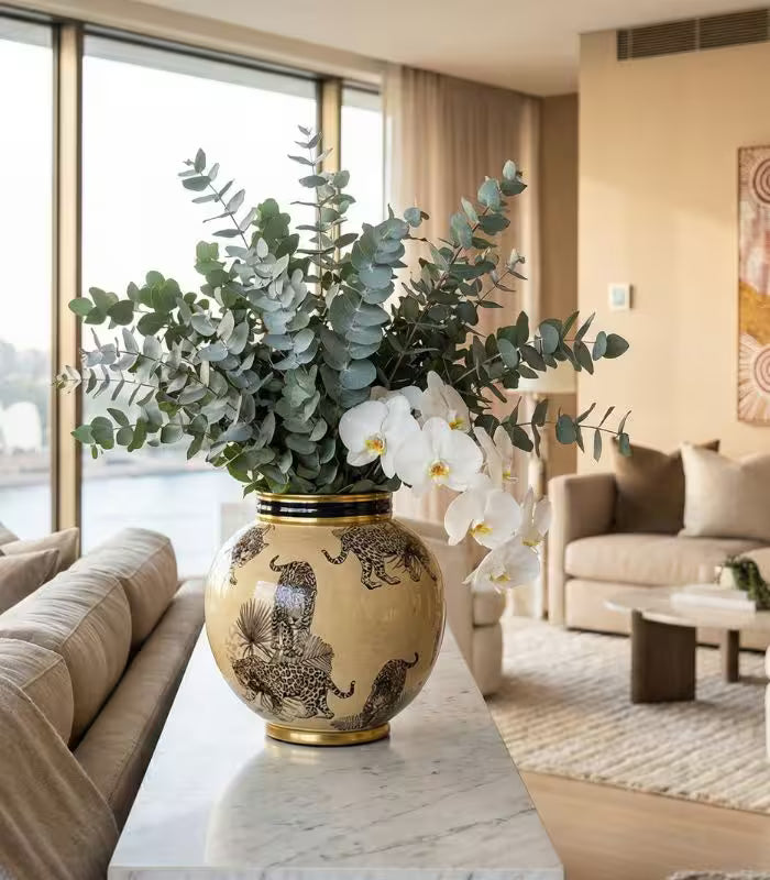 Handcrafted Porcelain Vase Safari Style 26 cm