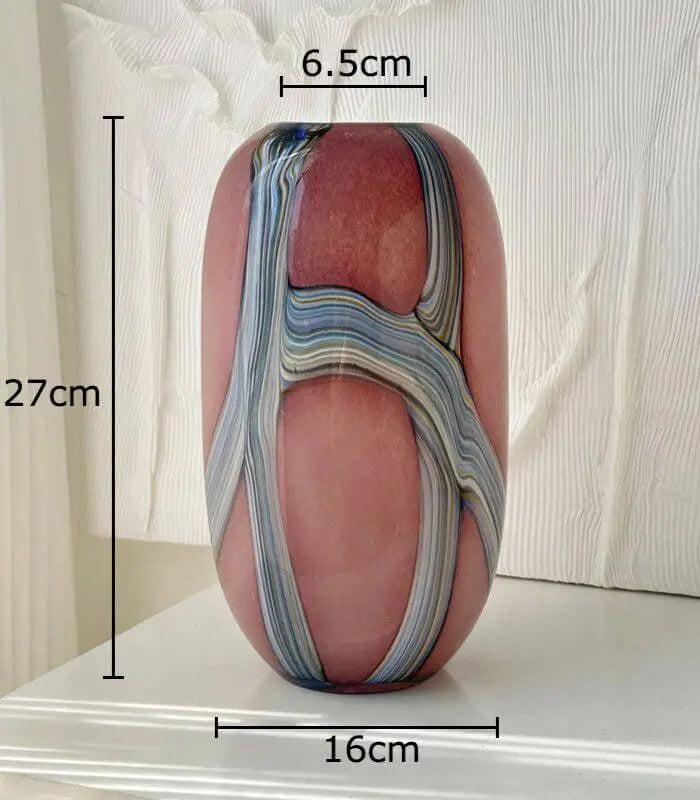 Agate Swirl Art Glass Vase | Blush Terracotta 27 cm