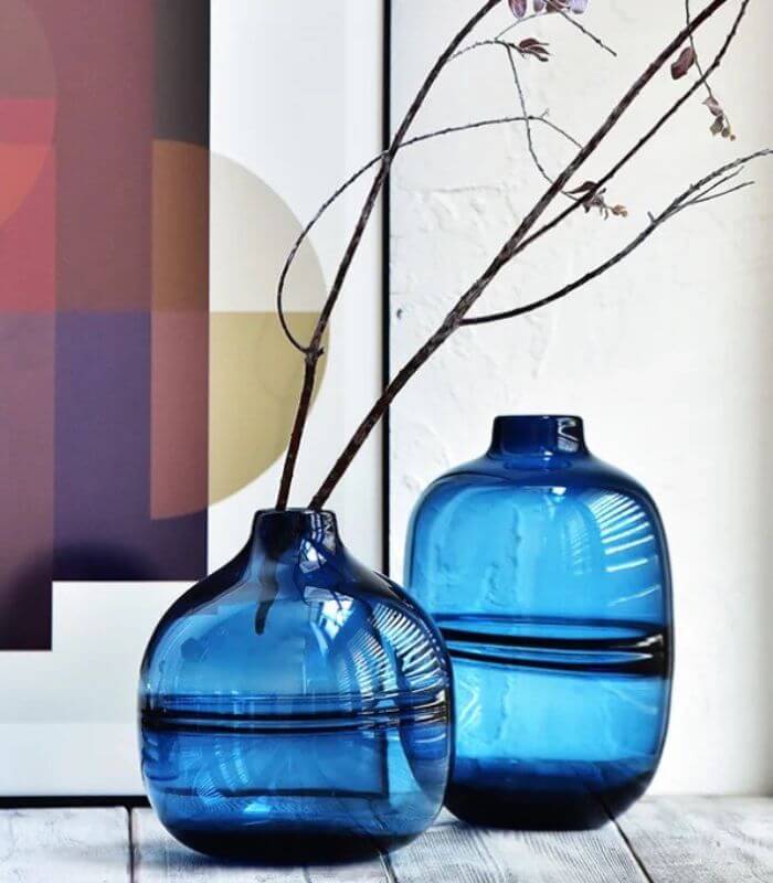 Elegant Blown Glass Vase Transparent Blue