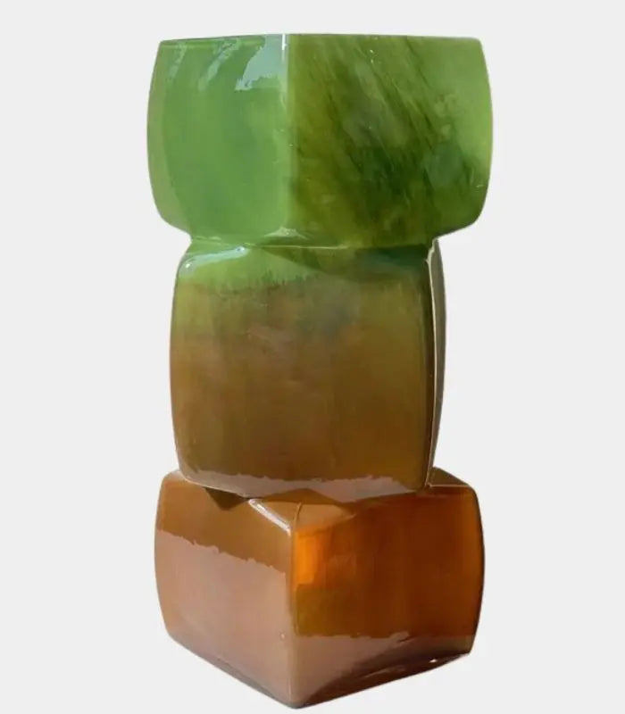 Handcrafted Stacked Glass Vase – Gradient Ombre Design 30 cm
