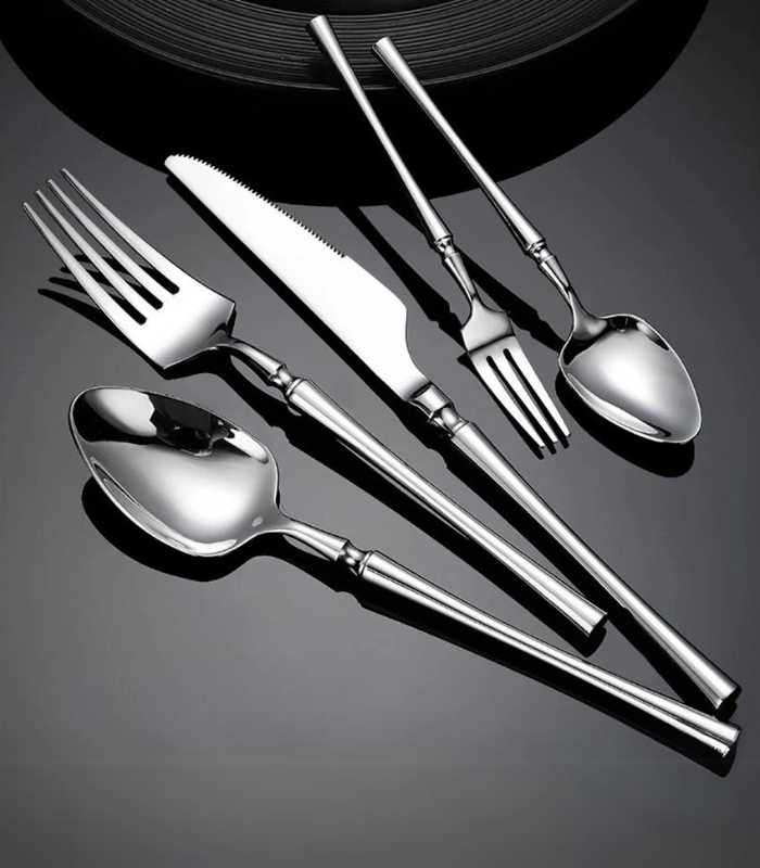 Set of 30 Classic Stainless Steel Art Deco Cutlery Silver Set for 6 people