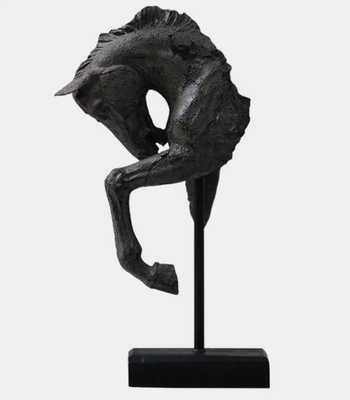 Contemplative Equine Decorative Sculpture Artisan Resin Object Large 43 cm (16.9 in) Black