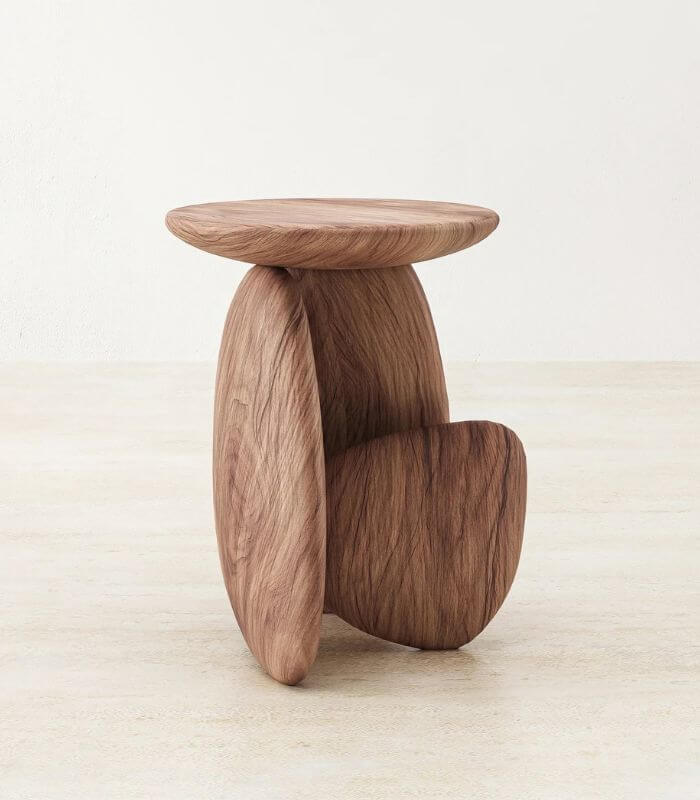 Sculpted Pebble Side Table Raintree Wood