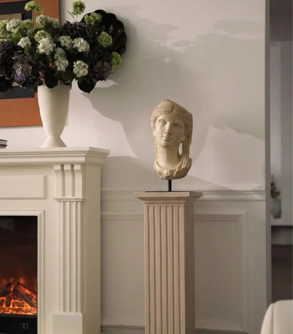 Livia Resin Classical Bust Sculpture | Decorative Female Head Statue on Stand