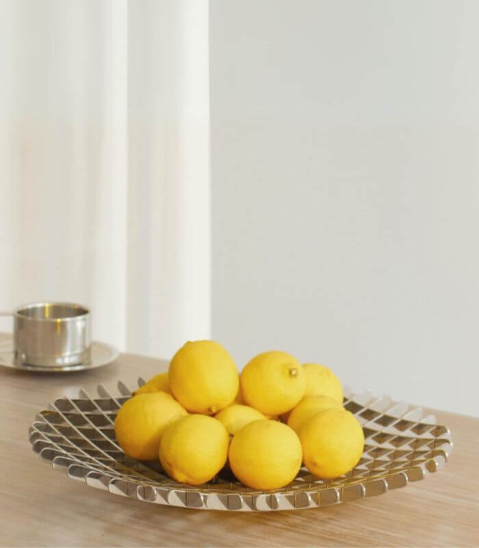 Delmara Lattice Premium Stainless Steel Decorative Fruit Bowl - Modern Geometric Design (35cm/13.8" or 24cm/9.4")