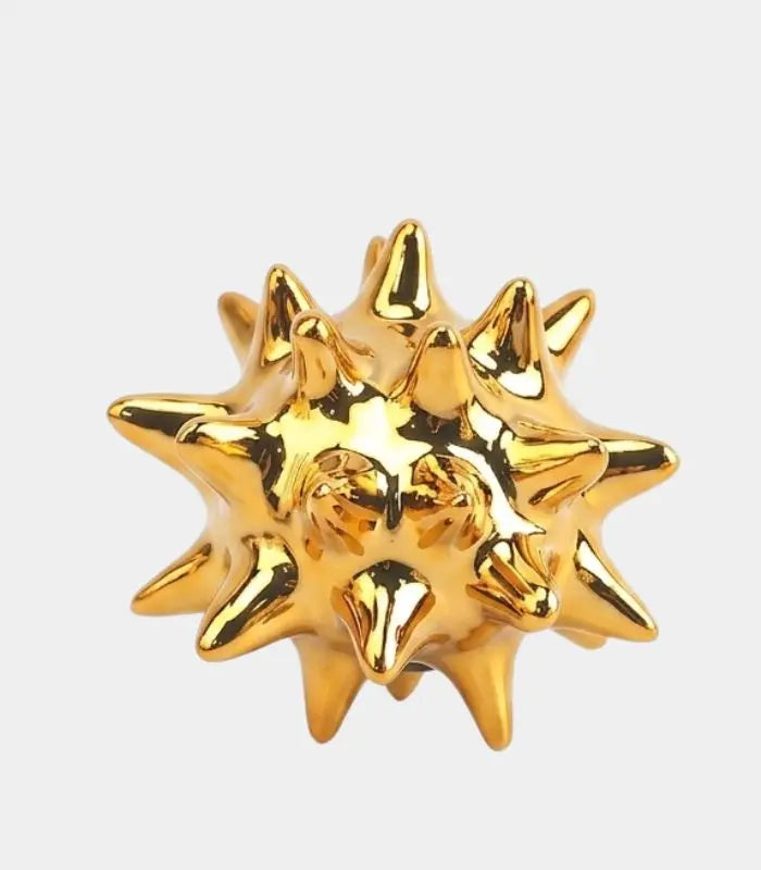 Astra Gold Resin Sculptural Object – Sea Urchin-Form Decorative Sphere, 2 Sizes