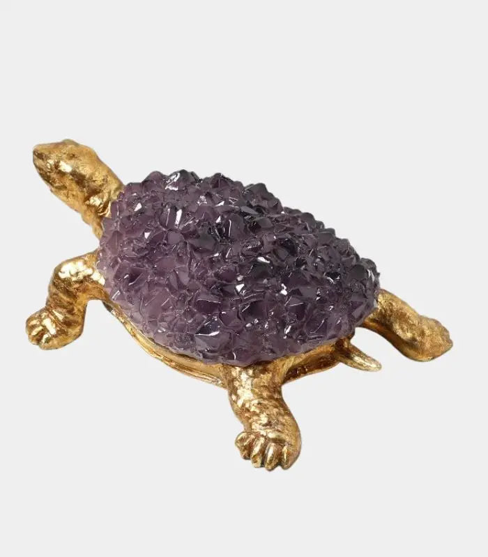 The Geode Turtle Trinket Box – Gold Resin Decorative Jewellery Storage 27 cm