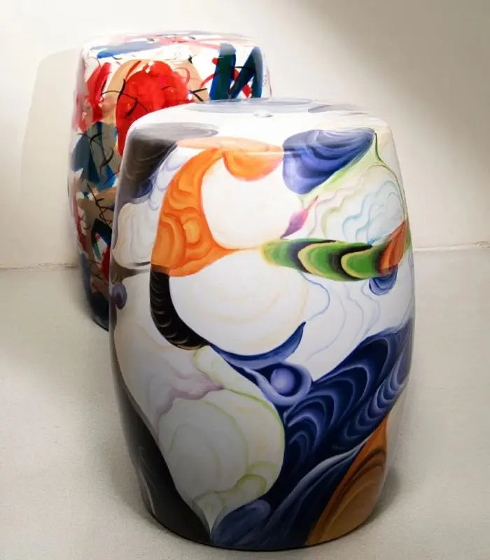 Sonoma Porcelain Stool | Side Table – Hand-Painted Artisan Design 45 cm (18 in)