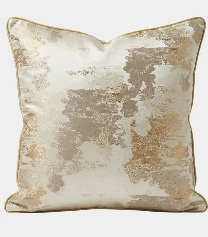 Ethereal Brushstroke Accent Pillow Cover | Handcrafted Metallic Detail Cushion